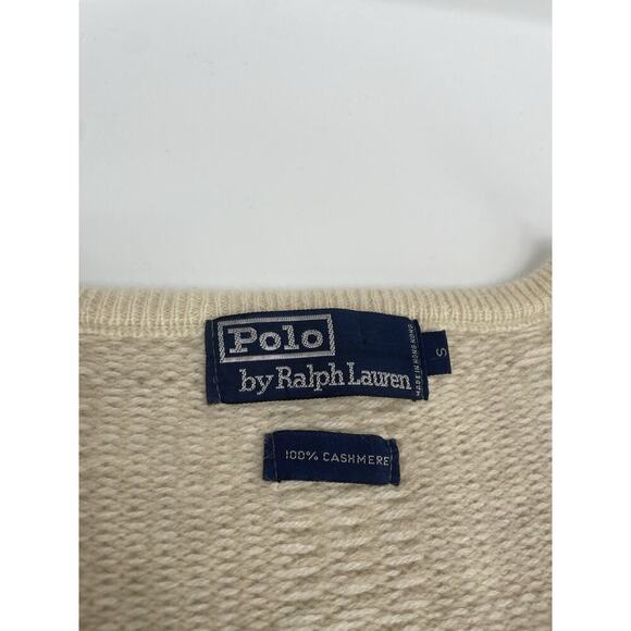 Men’s Vintage Polo Ralph Lauren Cashmere Sweater S Ivory Plaid 90s - Picture 6 of 10